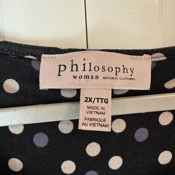 Philosophy Short Sleeve Polka Dot Top Size 2X - Picture 2 of 7